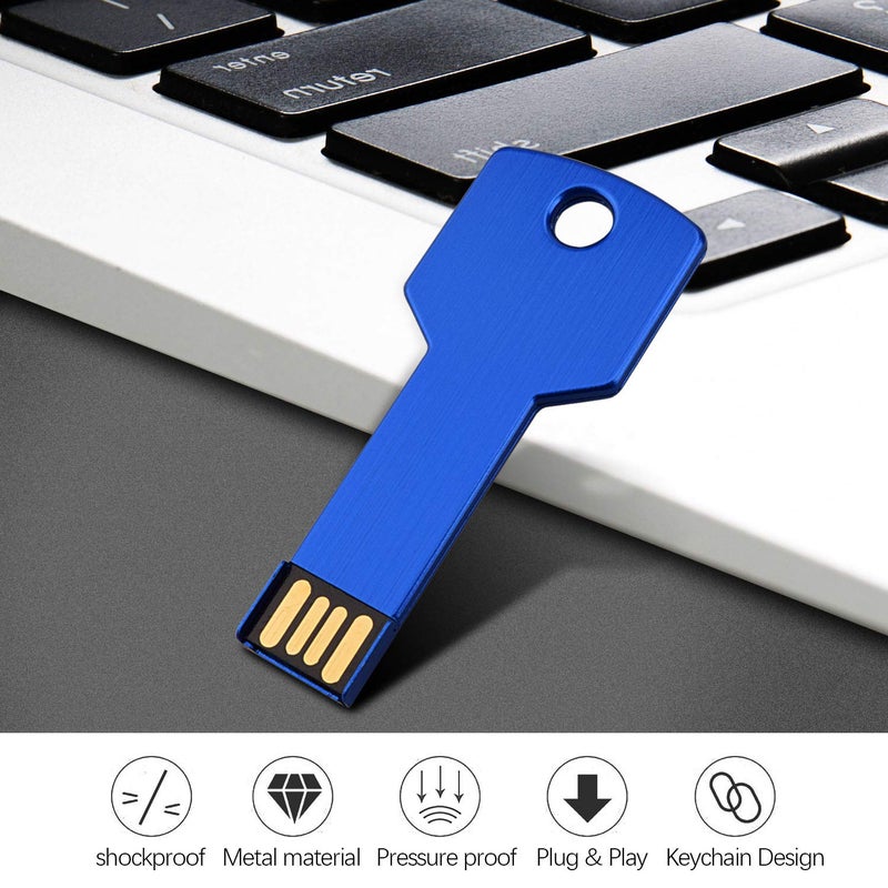 RAOYI 10 Pack 32GB USB Flash Drive USB 2.0 Metal Key Shape Memory Stick Thumb Drive Pen Drive-Blue - Image 3